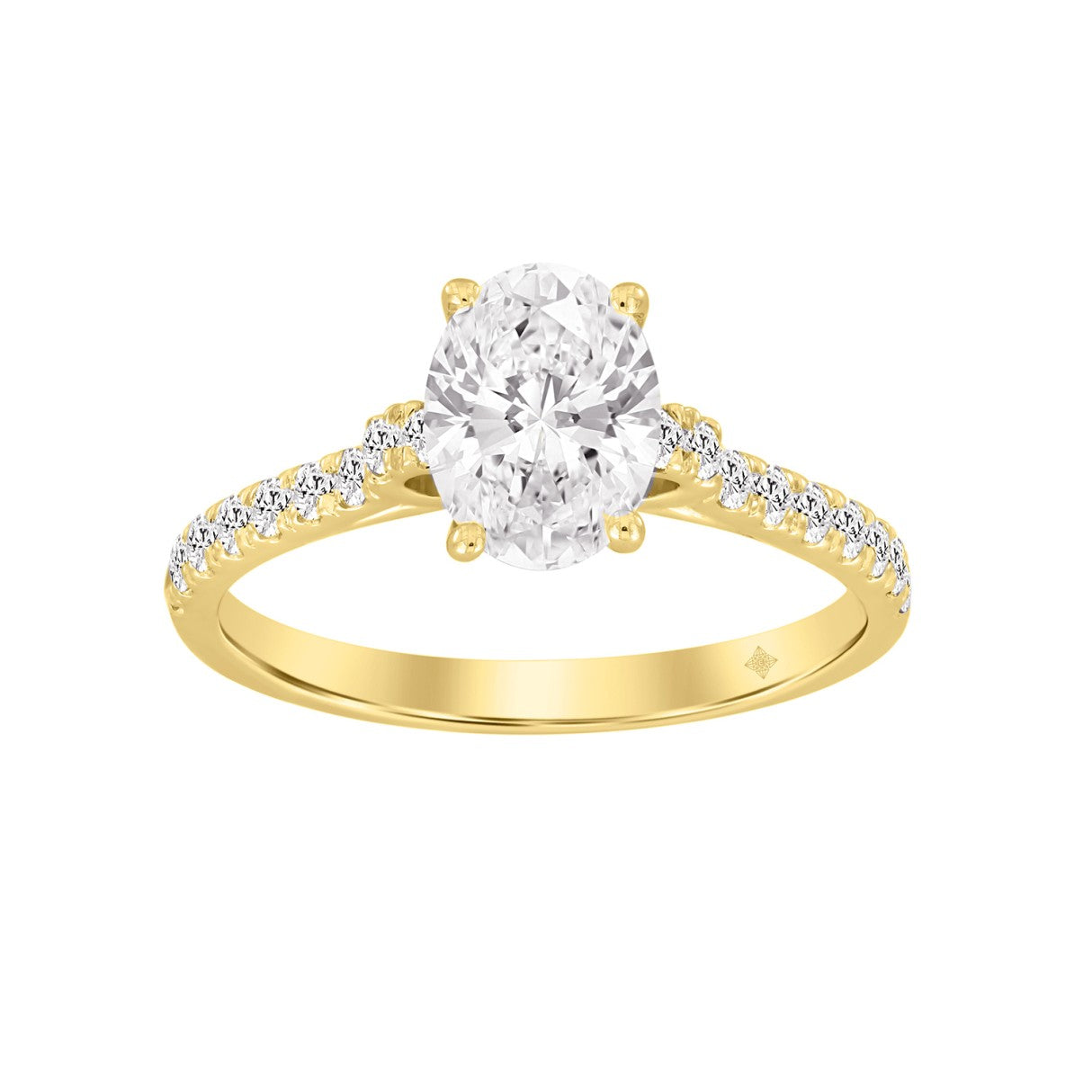 LADIES BRIDAL SET 1 1/2CT ROUND/OVAL DIAMOND 14K YELLOW GOLD (CENTER STONE OVAL DIAMOND 1CT)