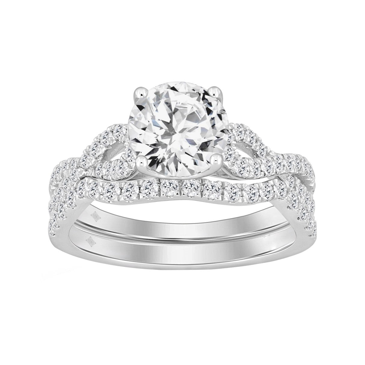 14K WHITE GOLD 2.00CT ROUND DIAMOND LADIES BRIDAL SET (CENTER STONE ROUND DIAMOND 1 1/2CT)