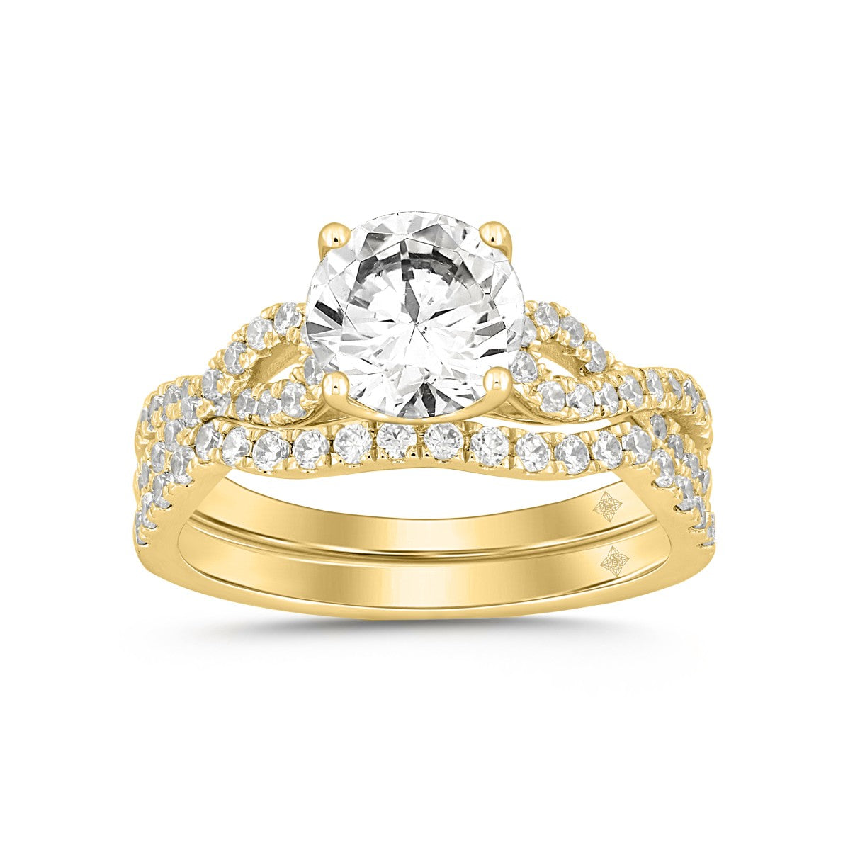 LADIES BRIDAL SET 2CT ROUND DIAMOND 14K YELLOW GOLD (CENTER STONE ROUND DIAMOND 1 1/2CT )