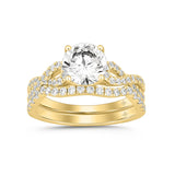 LADIES BRIDAL SET 2CT ROUND DIAMOND 14K YELLOW GOLD (CENTER STONE ROUND DIAMOND 1 1/2CT )