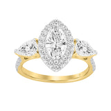 LADIES RING 2 1/2CT ROUND/MARQUISE/PEAR DIAMOND 14K YELLOW GOLD (CENTER STONE MAEQUISE DIAMOND 1CT )