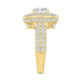 LADIES BRIDAL SET 3CT ROUND/OVAL DIAMOND 14K YELLOW GOLD (CENTER STONE OVAL DIAMOND 1CT )