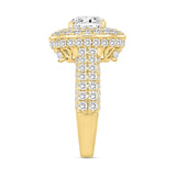 LADIES BRIDAL SET 3CT ROUND/OVAL DIAMOND 14K YELLOW GOLD (CENTER STONE OVAL DIAMOND 1CT )