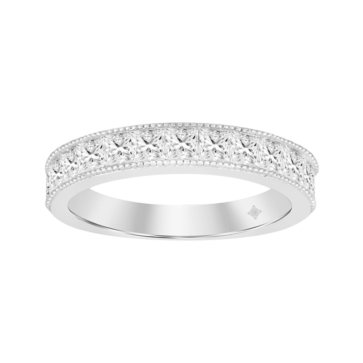 14K WHITE GOLD 3 1/2CT ROUND/PRINCESS DIAMOND LADIES BRIDAL SET (CENTER STONE PRINCESS DIAMOND 3/4CT )