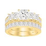 14K YELLOW GOLD 3 1/2CT ROUND/PRINCESS DIAMOND LADIES BRIDAL SET (CENTER STONE PRINCESS DIAMOND 3/4CT )