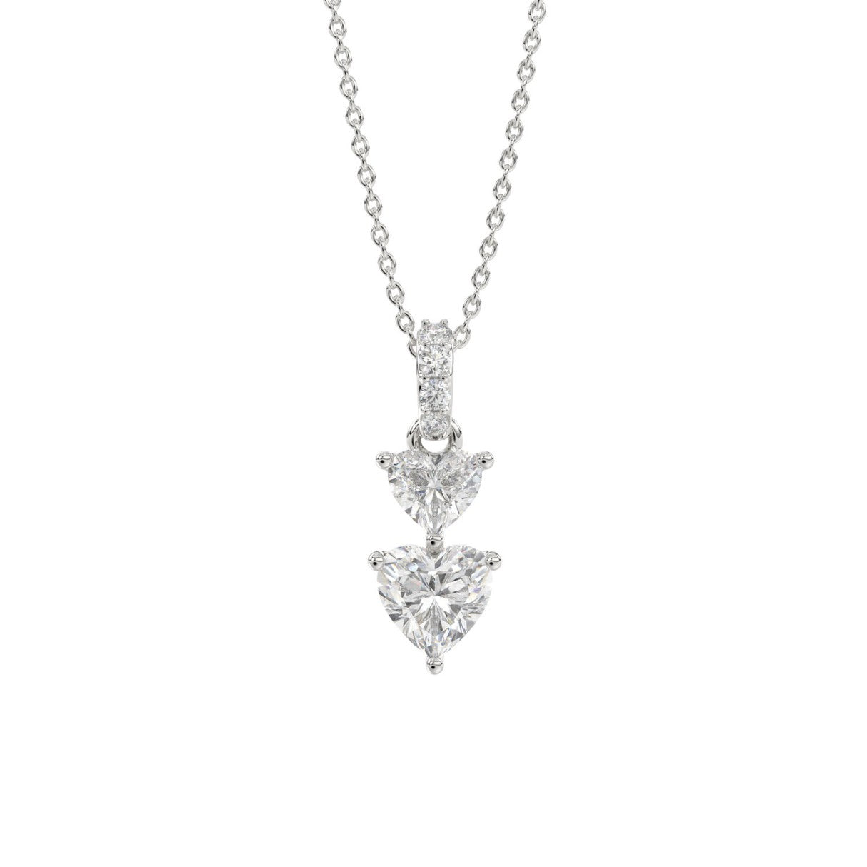 LADIES PENDANT 7/8CT ROUND/HEART DIAMOND 14K WHITE GOLD WITH CHAIN