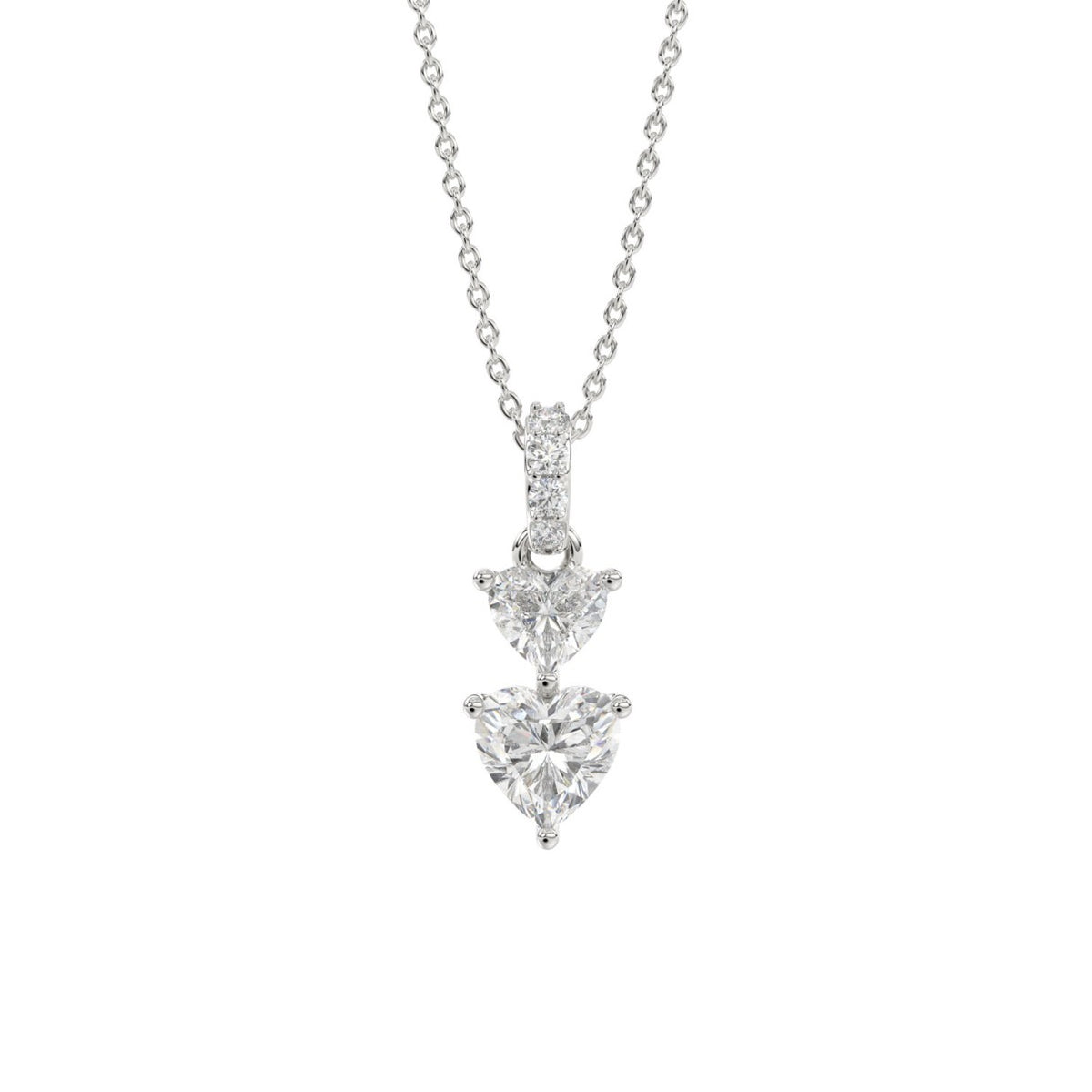 LADIES PENDANT 7/8CT ROUND/HEART DIAMOND 14K WHITE GOLD WITH CHAIN