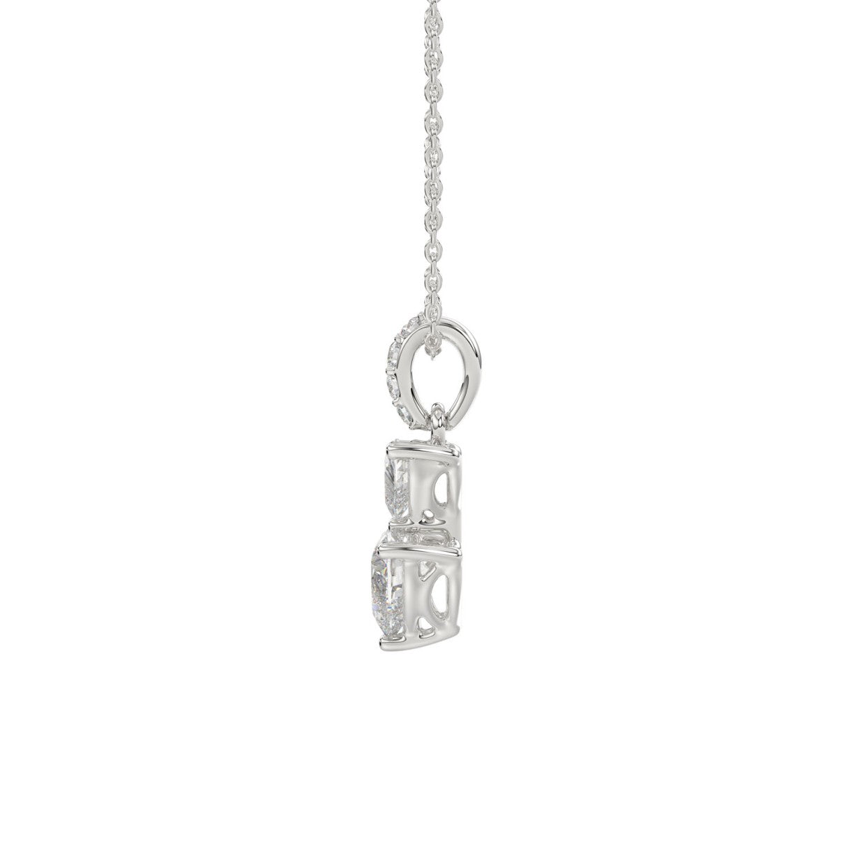 LADIES PENDANT 7/8CT ROUND/HEART DIAMOND 14K WHITE GOLD WITH CHAIN