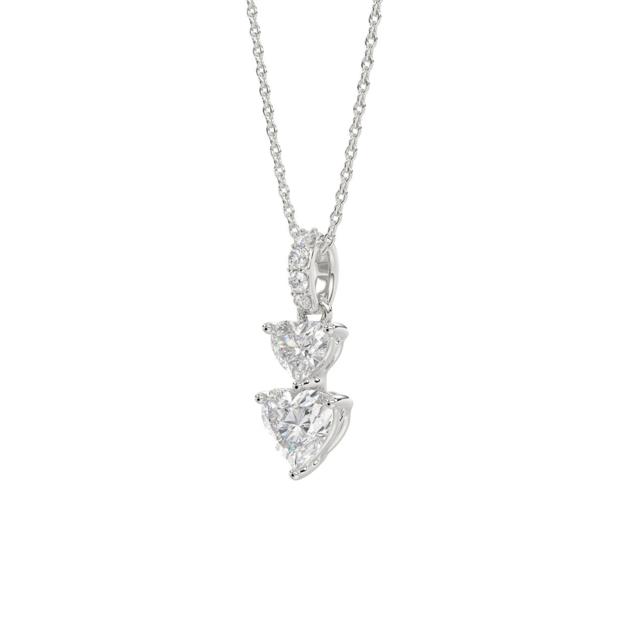 LADIES PENDANT 7/8CT ROUND/HEART DIAMOND 14K WHITE GOLD WITH CHAIN
