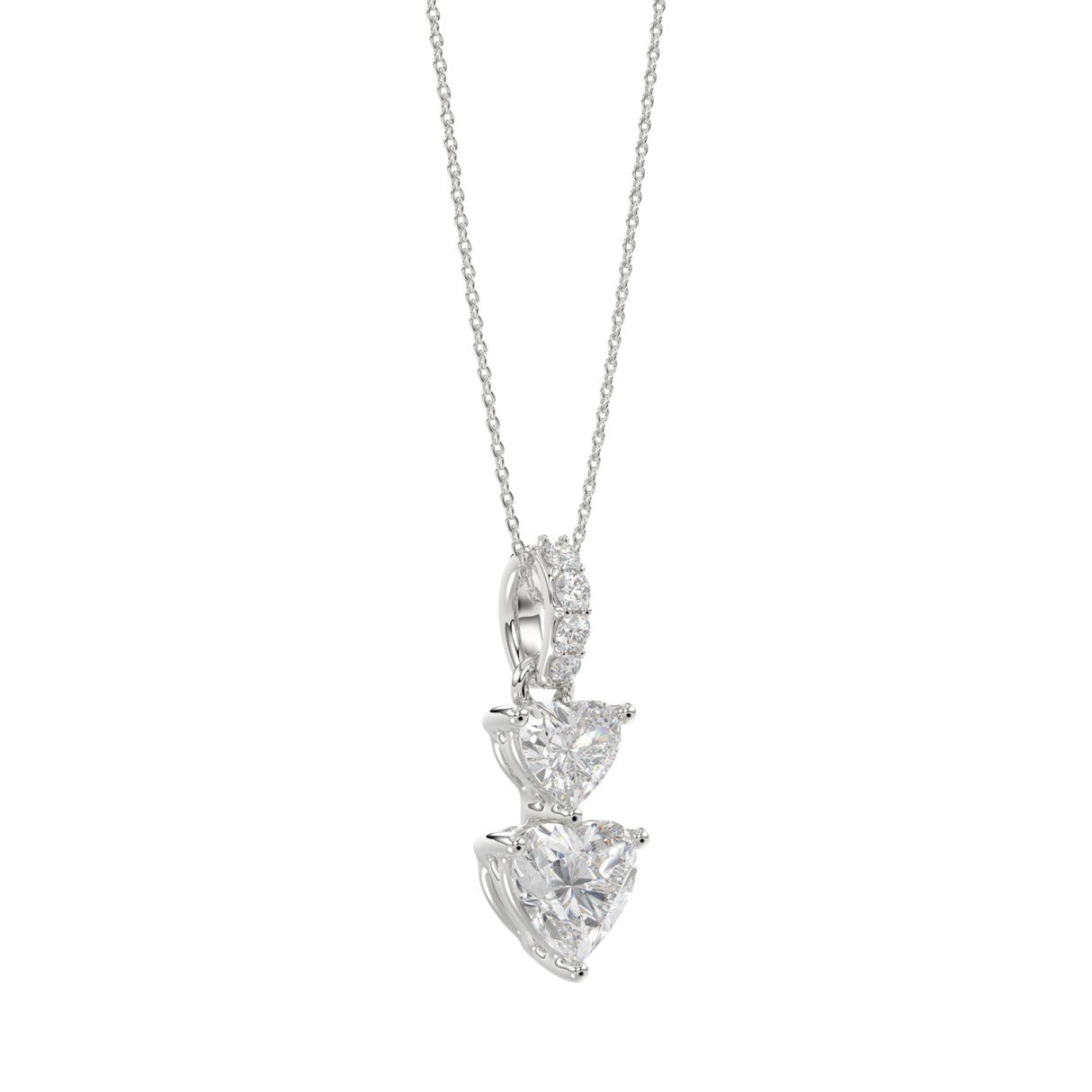 LADIES PENDANT 7/8CT ROUND/HEART DIAMOND 14K WHITE GOLD WITH CHAIN