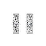 LADIES HOOP EARRINGS  1 1/2CT ROUND DIAMOND 14K WHITE GOLD