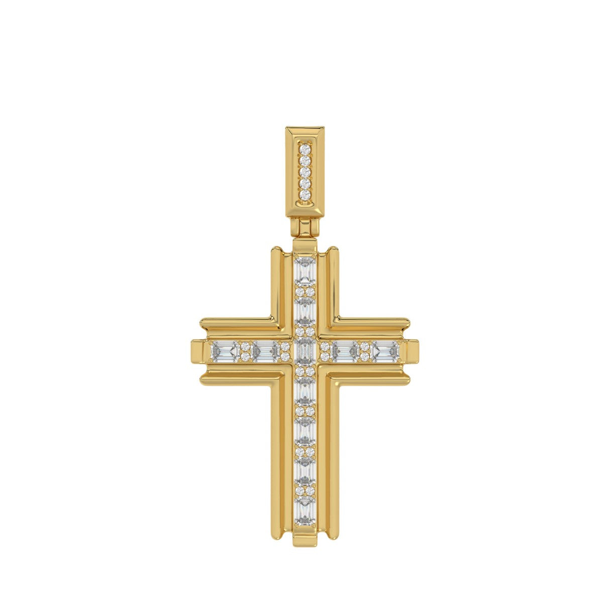 14K YELLOW GOLD 2.00CT ROUND/EMERALD DIAMOND MEN'S CHARM