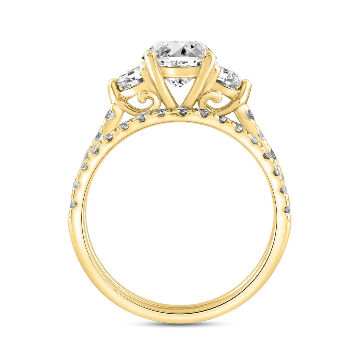 LADIES BRIDAL SET 3 1/3CT ROUND/OVAL/HALF MOON 14K YELLOW GOLD (CENTER STONE OVAL DIAMOND 2CT )