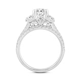 LADIES BRIDAL SET 3 1/4CT ROUND/EMERALD/CADILLAC DIAMOND 14K WHITE GOLD (CENTER STONE EMERALD DIAMOND 2CT )
