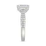 LADIES RING 3CT ROUND/EMERALD/CADILLAC DIAMOND 14K WHITE GOLD (CENTER STONE EMERALD DIAMOND 2CT )