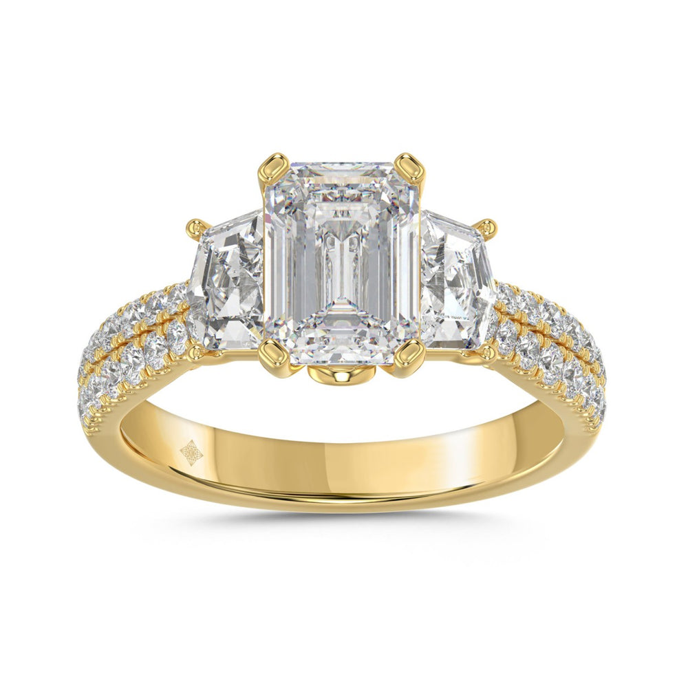 LADIES RING 3.25CT ROUND/EMERALD/CADILLAC DIAMOND 14K YELLOW GOLD (CENTER STONE EMERALD DIAMOND 2.00CT)