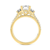 LADIES BRIDAL SET 3 1/4CT ROUND/EMERALD/CADLILAC DIAMOND 14K YELLOW GOLD (CENTER STONE EMERALD DIAMOND 2CT )