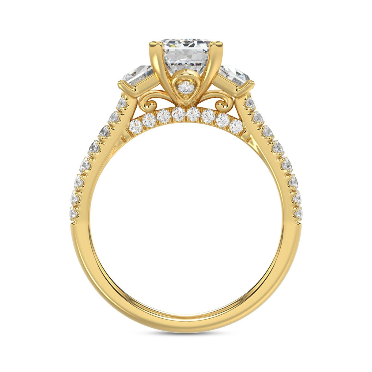 LADIES RING 3 1/4CT ROUND/EMERALD/CADILLAC DIAMOND 14K YELLOW GOLD (CENTER STONE EMERALD DIAMOND 2.00CT)