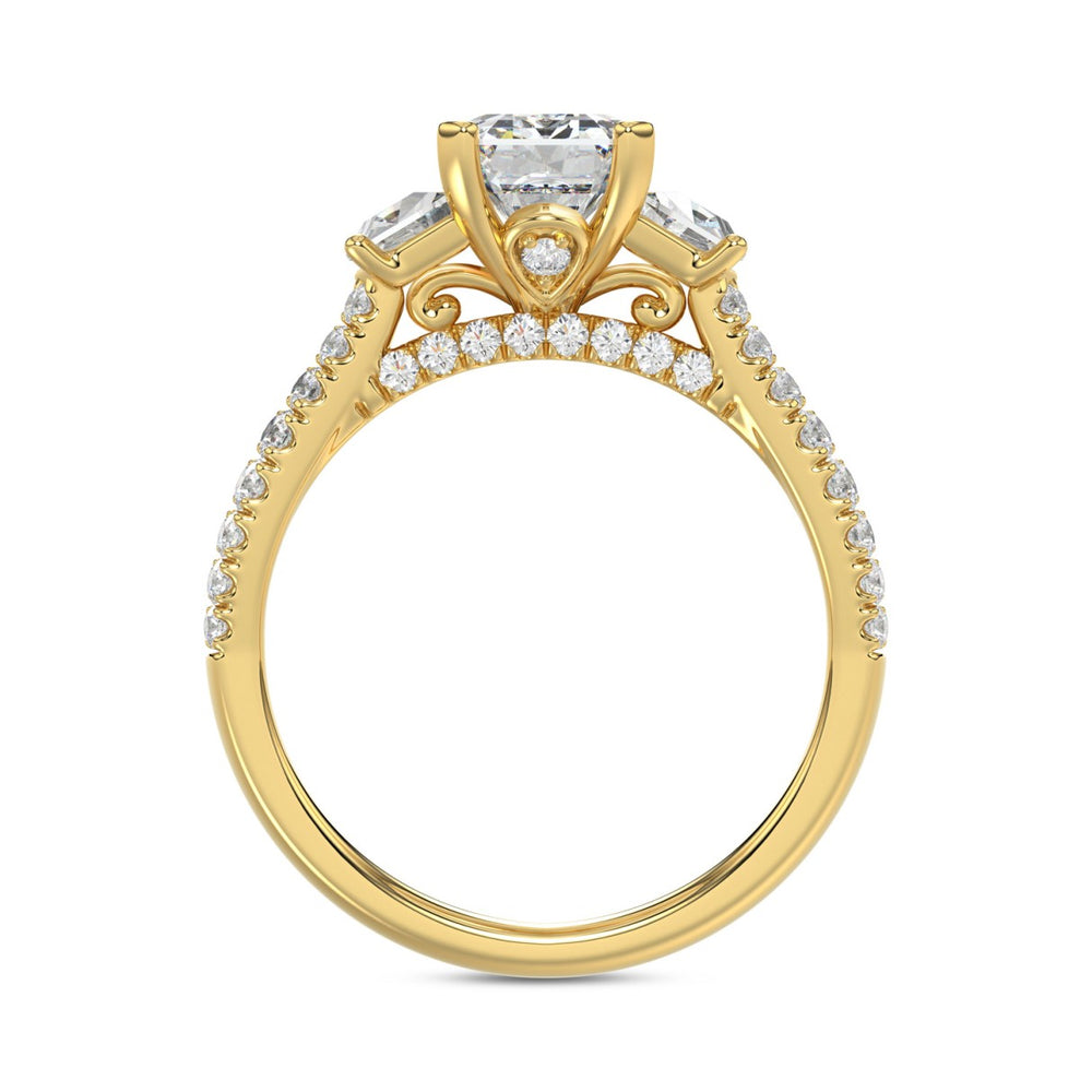 LADIES RING 3 1/4CT ROUND/EMERALD/CADILLAC DIAMOND 14K YELLOW GOLD (CENTER STONE EMERALD DIAMOND 2.00CT)