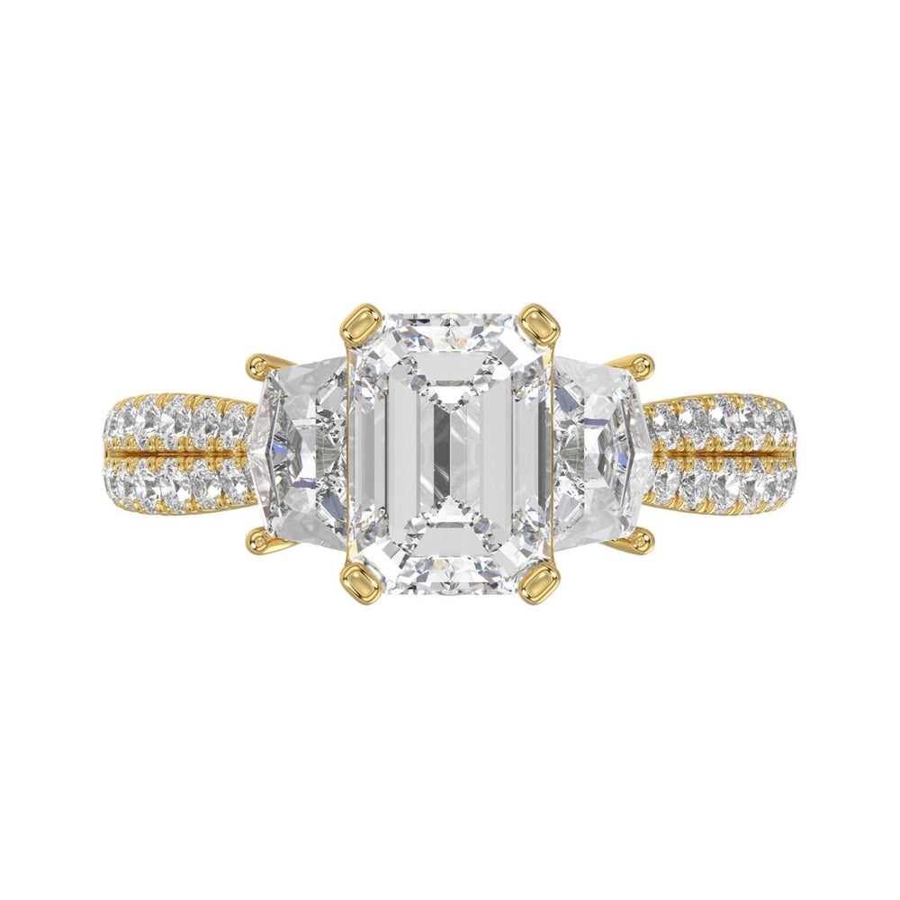 LADIES RING 3 1/4CT ROUND/EMERALD/CADILLAC DIAMOND 14K YELLOW GOLD (CENTER STONE EMERALD DIAMOND 2.00CT)