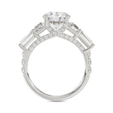 LADIES RING 3 3/4CT ROUND/TRAPEZOID/BAGUETTE DIAMOND 14K WHITE GOLD (CENTER STONE ROUND DIAMOND 2CT )