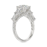 LADIES RING 3 3/4CT ROUND/TRAPEZOID/BAGUETTE DIAMOND 14K WHITE GOLD (CENTER STONE ROUND DIAMOND 2CT )