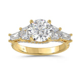 14K YELLOW GOLD 3 3/4CT ROUND/TRAPEZOID/BAGUETTE DIAMOND LADIES RING (CENTER STONE ROUND DIAMOND 2CT)