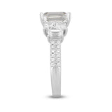LADIES RING 5CT ROUND/PRINCESS/EMERALD DIAMOND 14K WHITE GOLD (CENTER STONE EMERALD DIAMOND 3CT )