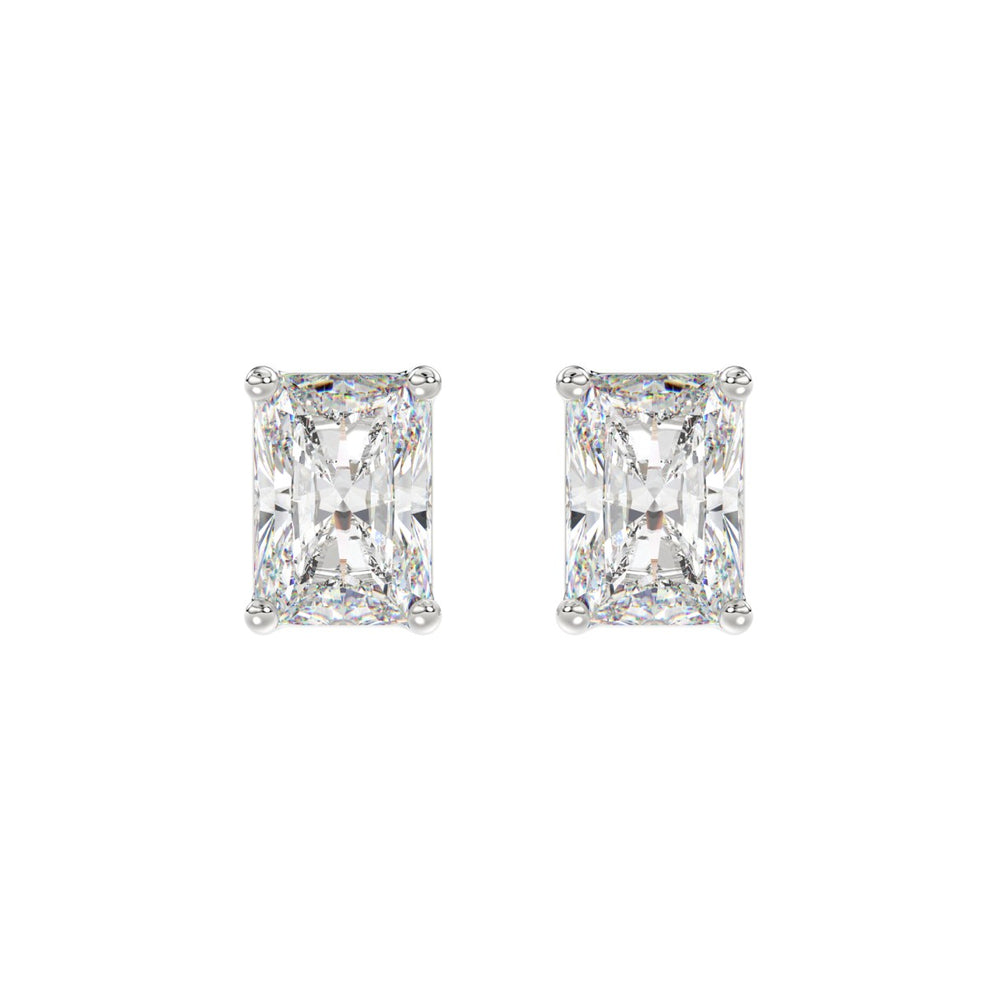 14K WHITE GOLD 4CT RADIANT DIAMOND LADIES SOLITAIRE EARRINGS 
