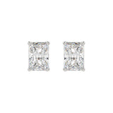 14K WHITE GOLD 4CT RADIANT DIAMOND LADIES SOLITAIRE EARRINGS 
