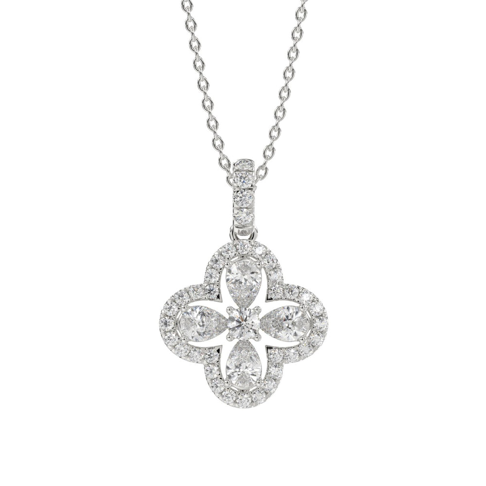 LADIES PENDANT 1CT ROUND/PEAR DIAMOND 14K WHITE GOLD