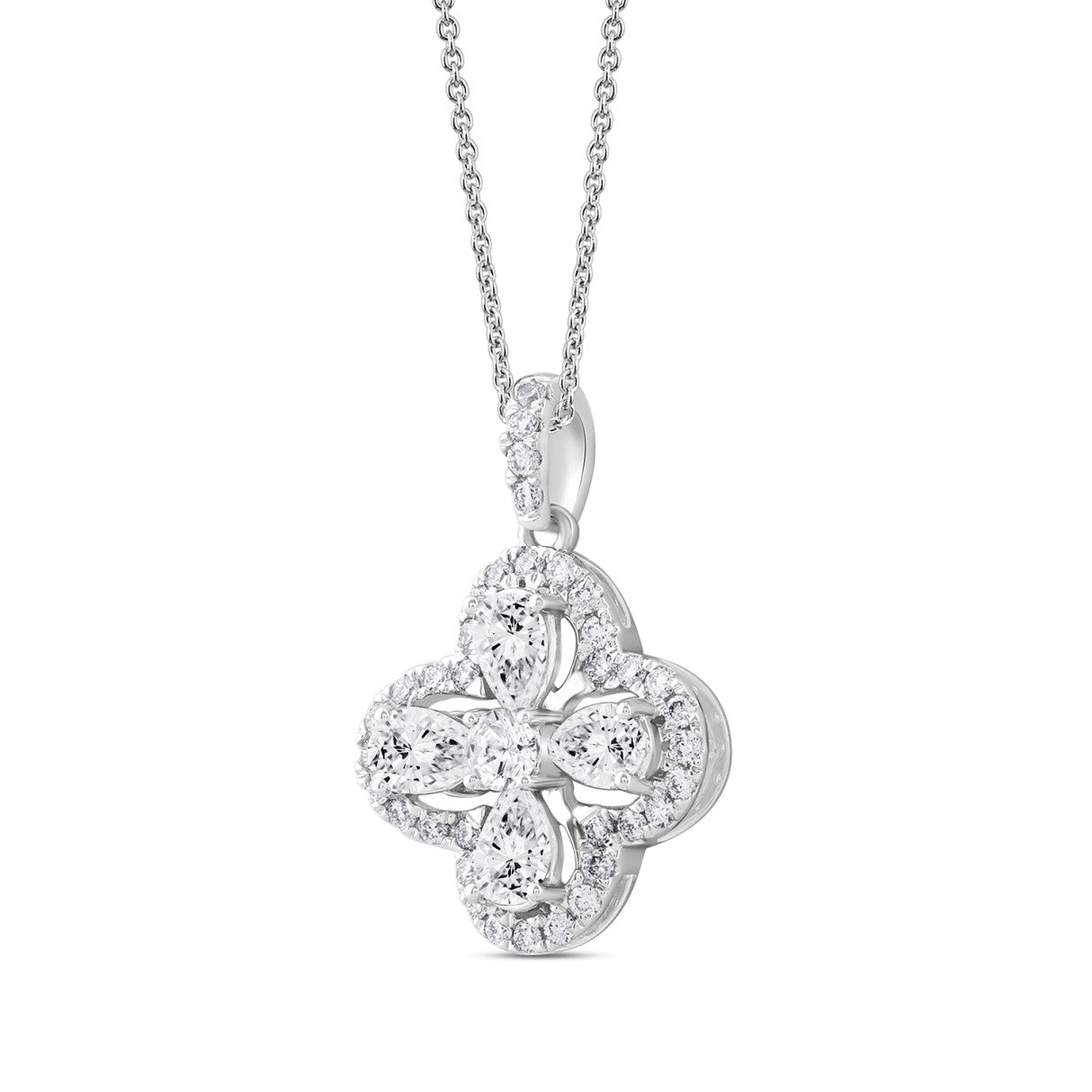 LADIES PENDANT 1CT ROUND/PEAR DIAMOND 14K WHITE GOLD