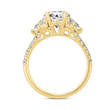 LADIES RING 3CT ROUND/OVAL/PEAR DIAMOND 14K YELLOW GOLD (CENTER STONE OVAL DIAMOND 2CT )