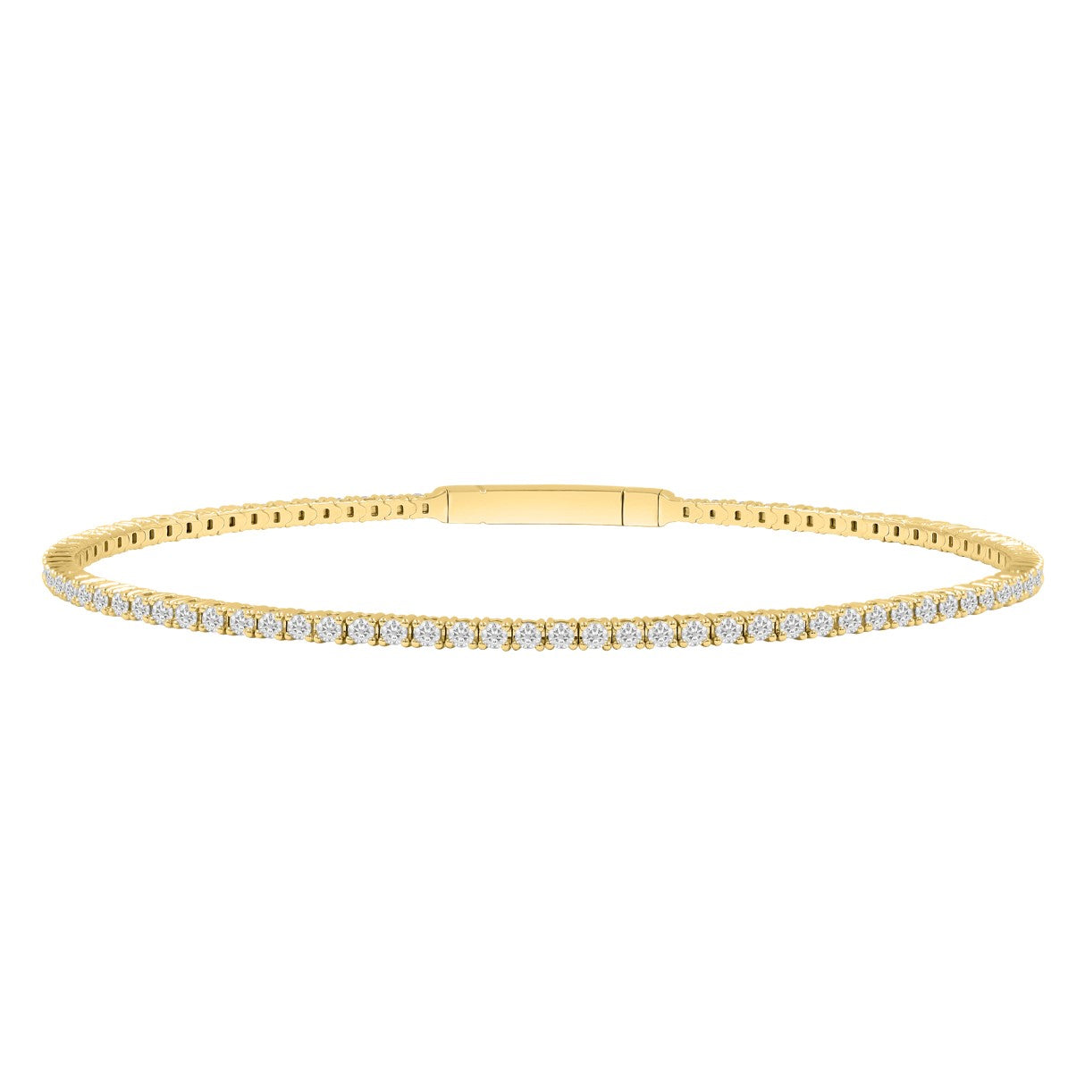 LADIES FLEXIBLE BANGLE 5CT ROUND DIAMOND 14K YELLOW GOLD 