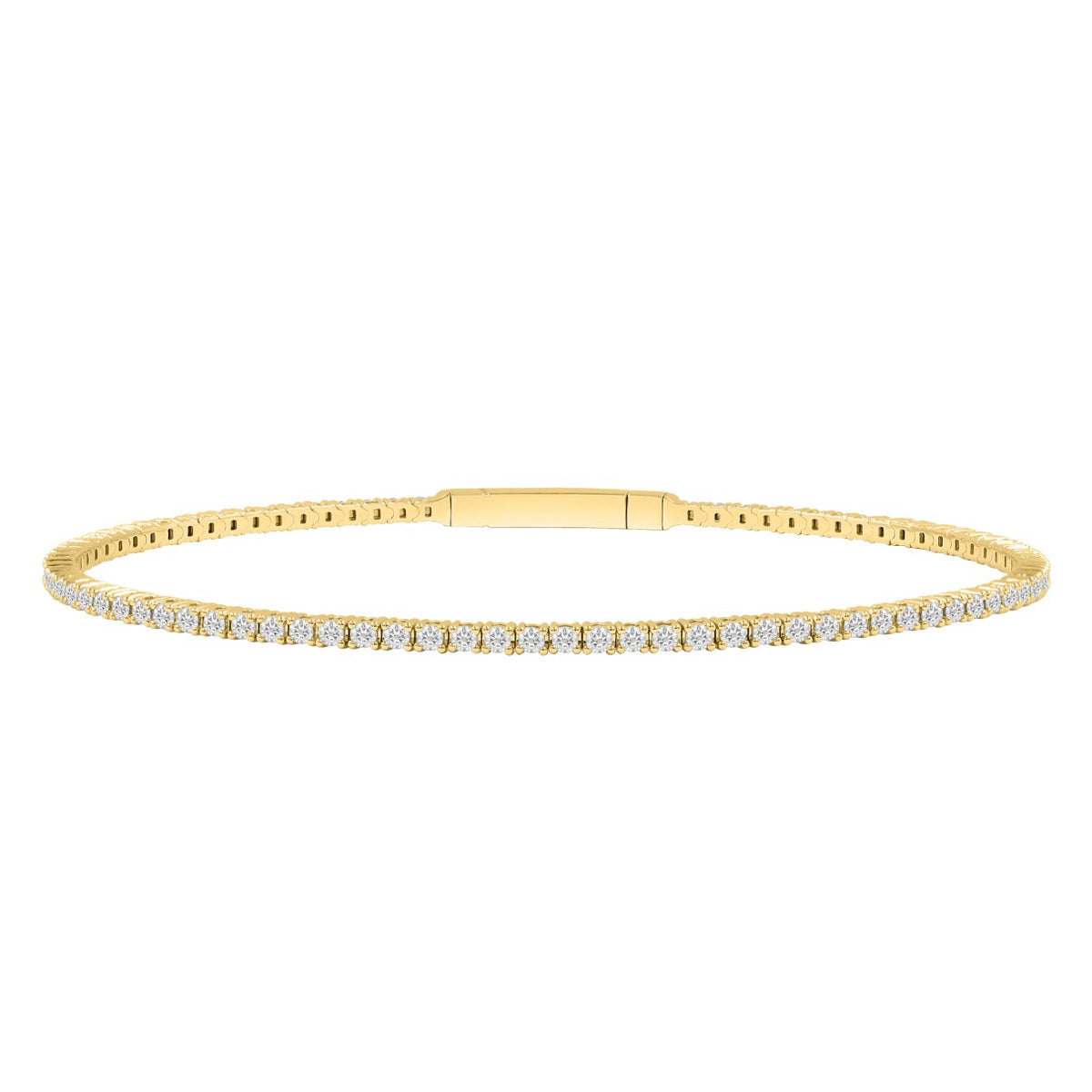 LADIES FLEXIBLE BANGLE 5CT ROUND DIAMOND 14K YELLOW GOLD 