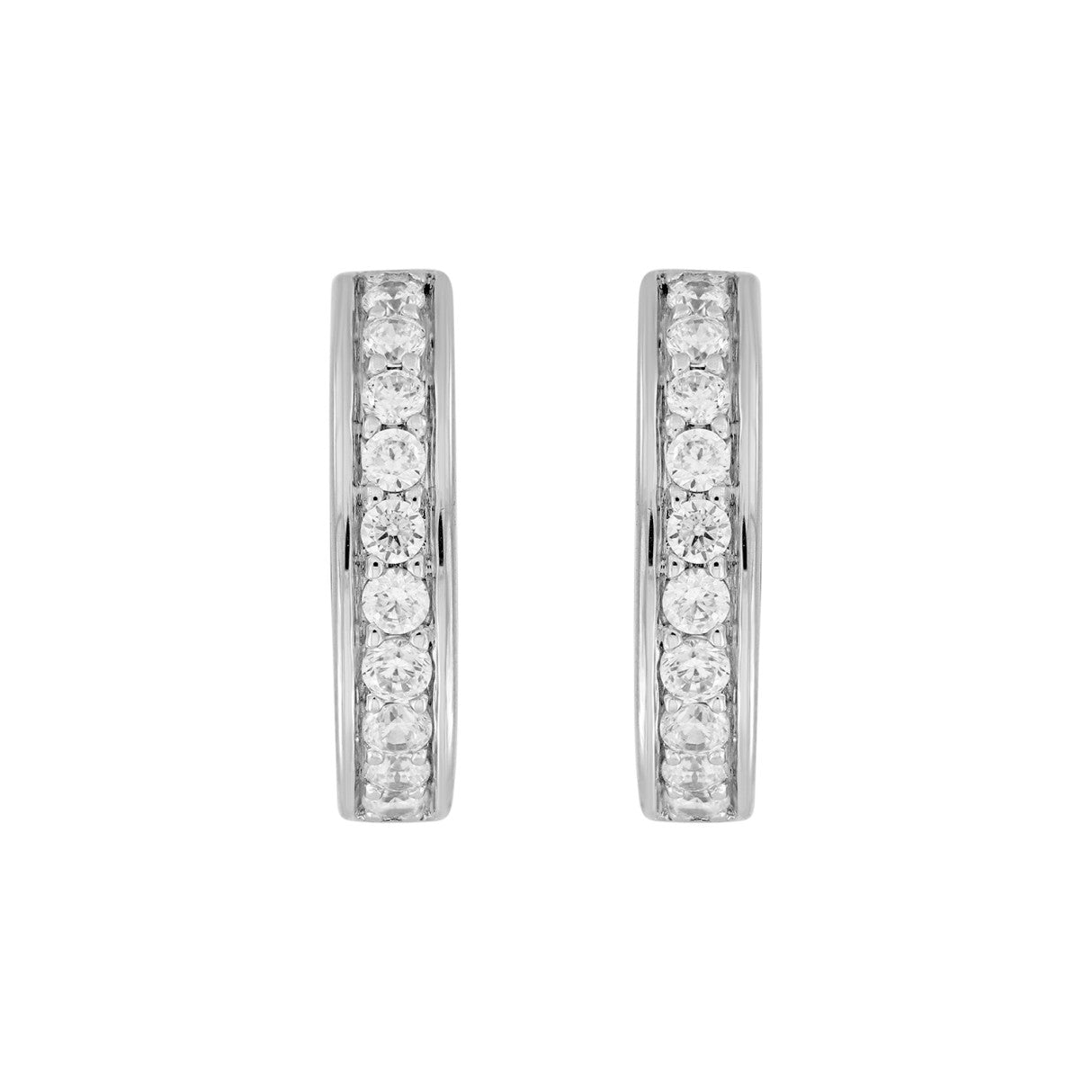 LADIES HOOP EARRINGS  5/8CT ROUND DIAMOND 14K WHITE GOLD