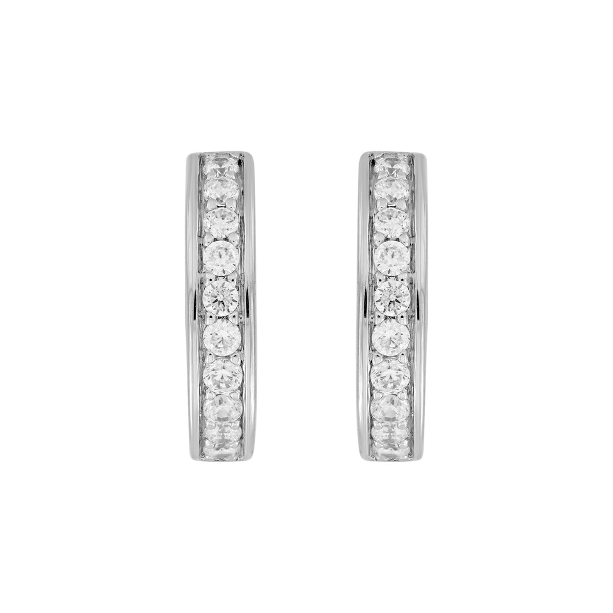 LADIES HOOP EARRINGS  5/8CT ROUND DIAMOND 14K WHITE GOLD