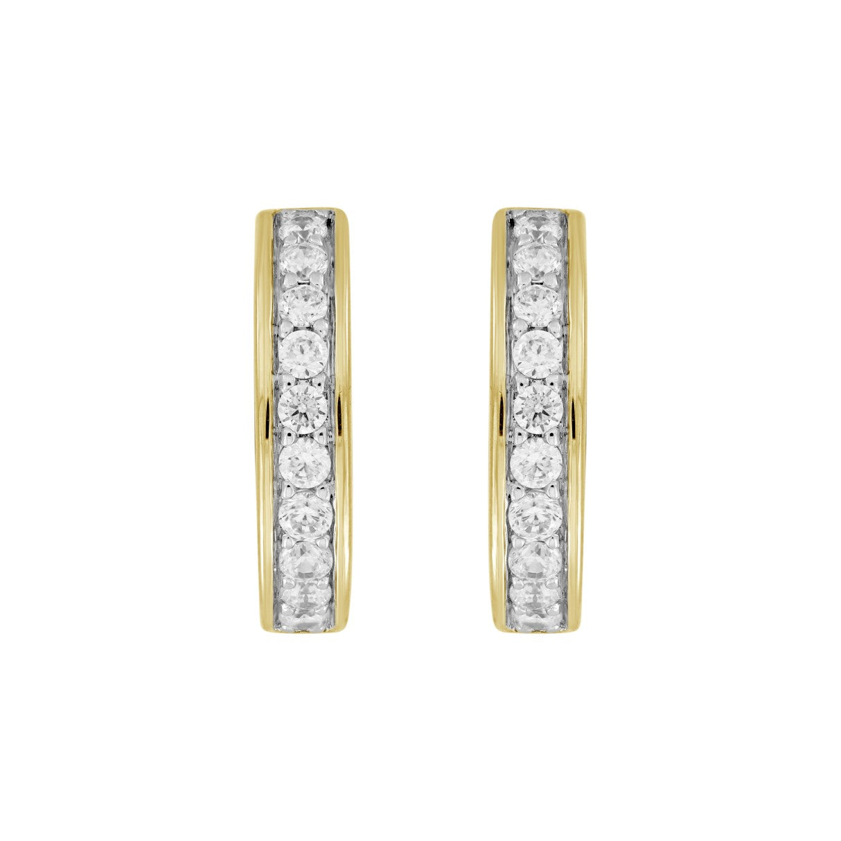 LADIES HOOP EARRINGS  5/8CT ROUND DIAMOND 14K YELLOW GOLD