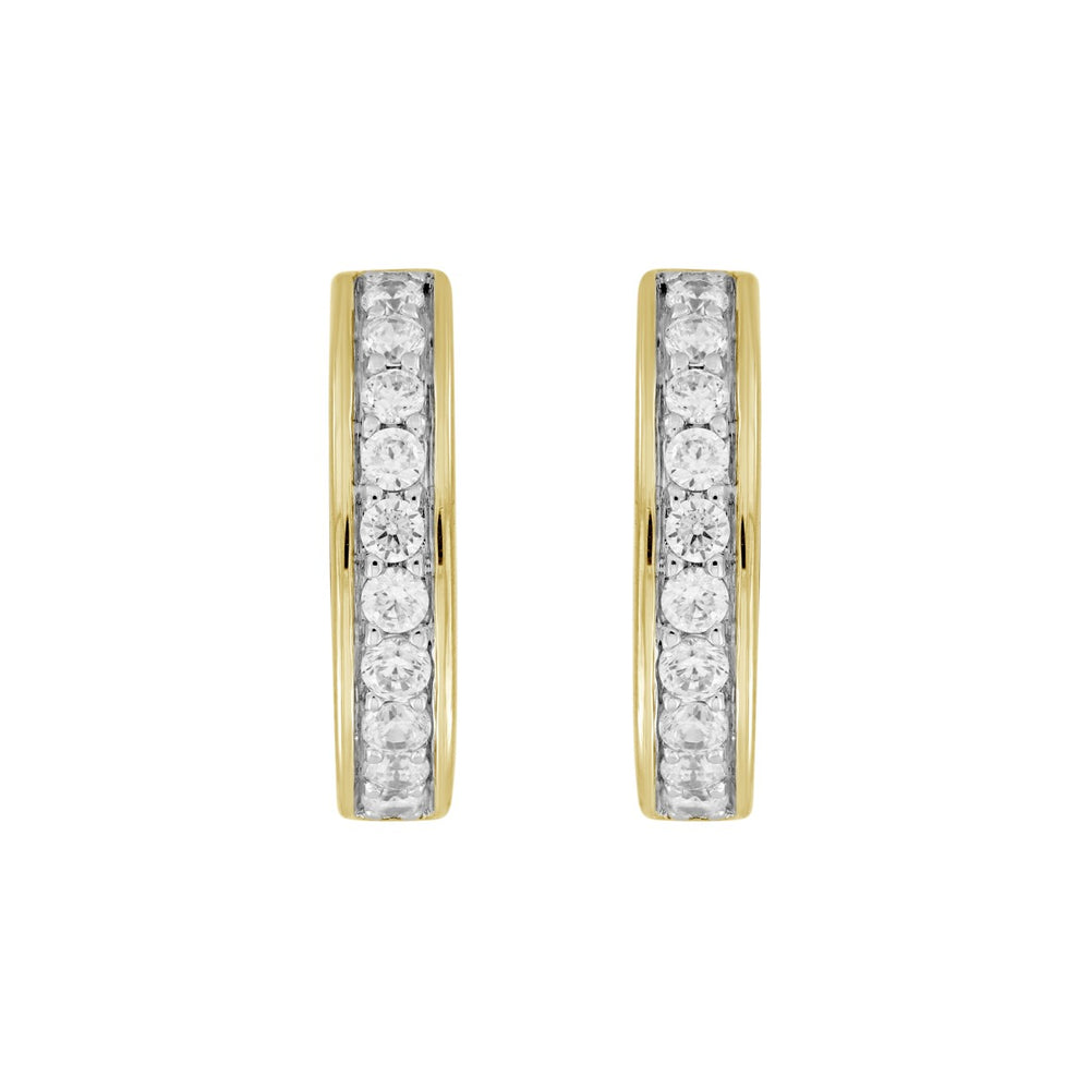 LADIES HOOP EARRINGS  5/8CT ROUND DIAMOND 14K YELLOW GOLD