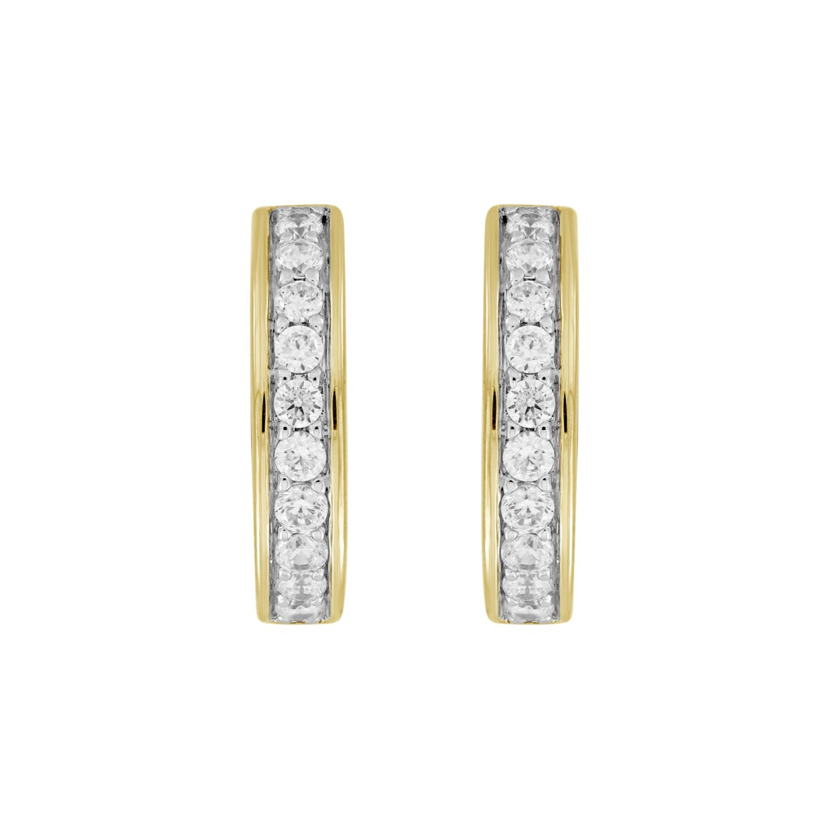 LADIES HOOP EARRINGS  5/8CT ROUND DIAMOND 14K YELLOW GOLD