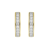 LADIES HOOP EARRINGS  5/8CT ROUND DIAMOND 14K YELLOW GOLD