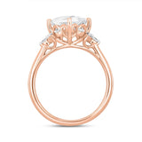 LADIES BRIDAL SET 2 1/2CT ROUND DIAMOND 14K ROSE GOLD (CENTER STONE PRINCESS DIAMOND 2CT)