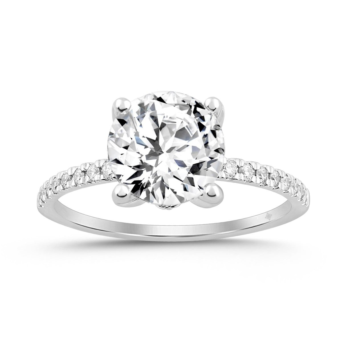 LADIES RING 2 1/4CT ROUND DIAMOND 14K WHITE GOLD (CENTER STONE ROUND DIAMOND 2CT )