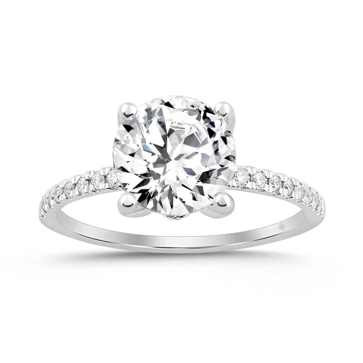LADIES RING 2 1/4CT ROUND DIAMOND 14K WHITE GOLD (CENTER STONE ROUND DIAMOND 2CT )