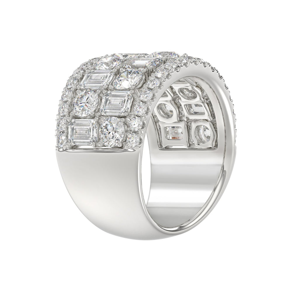 14K WHITE GOLD 5.00CT ROUND/EMERALD DIAMOND LADIES BAND