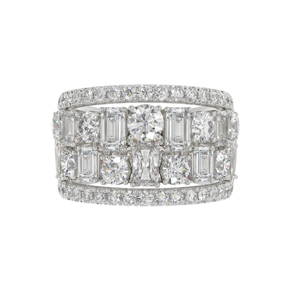 14K WHITE GOLD 5.00CT ROUND/EMERALD DIAMOND LADIES BAND