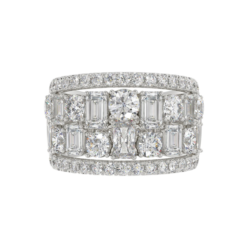 14K WHITE GOLD 5.00CT ROUND/EMERALD DIAMOND LADIES BAND