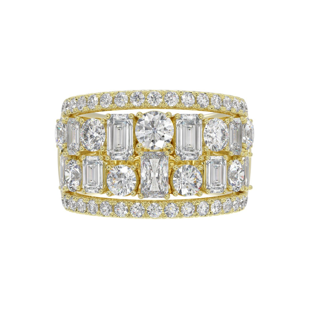 14K YELLOW GOLD 5.00CT ROUND/EMERALD DIAMOND LADIES BAND