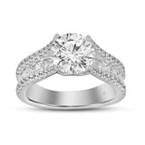 LADIES RING 3 1/2CT ROUND DIAMOND 14K WHITE GOLD (CENTER STONE ROUND DIAMOND 2CT )