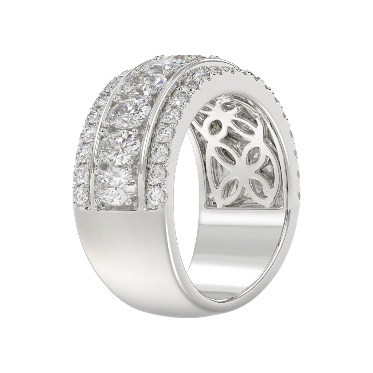 14K WHITE GOLD 2 1/4CT ROUND/OVAL DIAMOND LADIES BAND